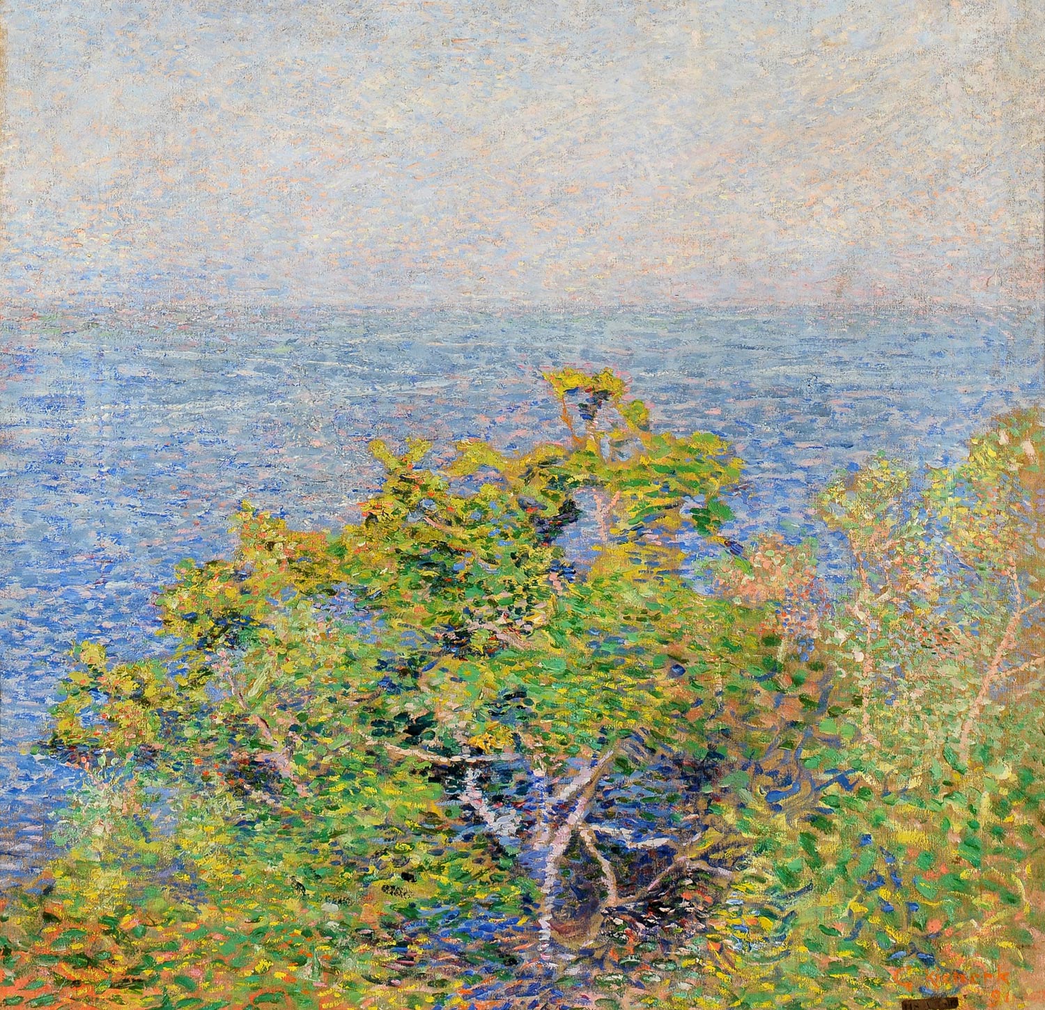 Giorgio Kienerk, Alberi sul mare (1891; olio su tela, 45 x 47 cm; Fauglia, Museo Civico “Giorgio Kienerk”)