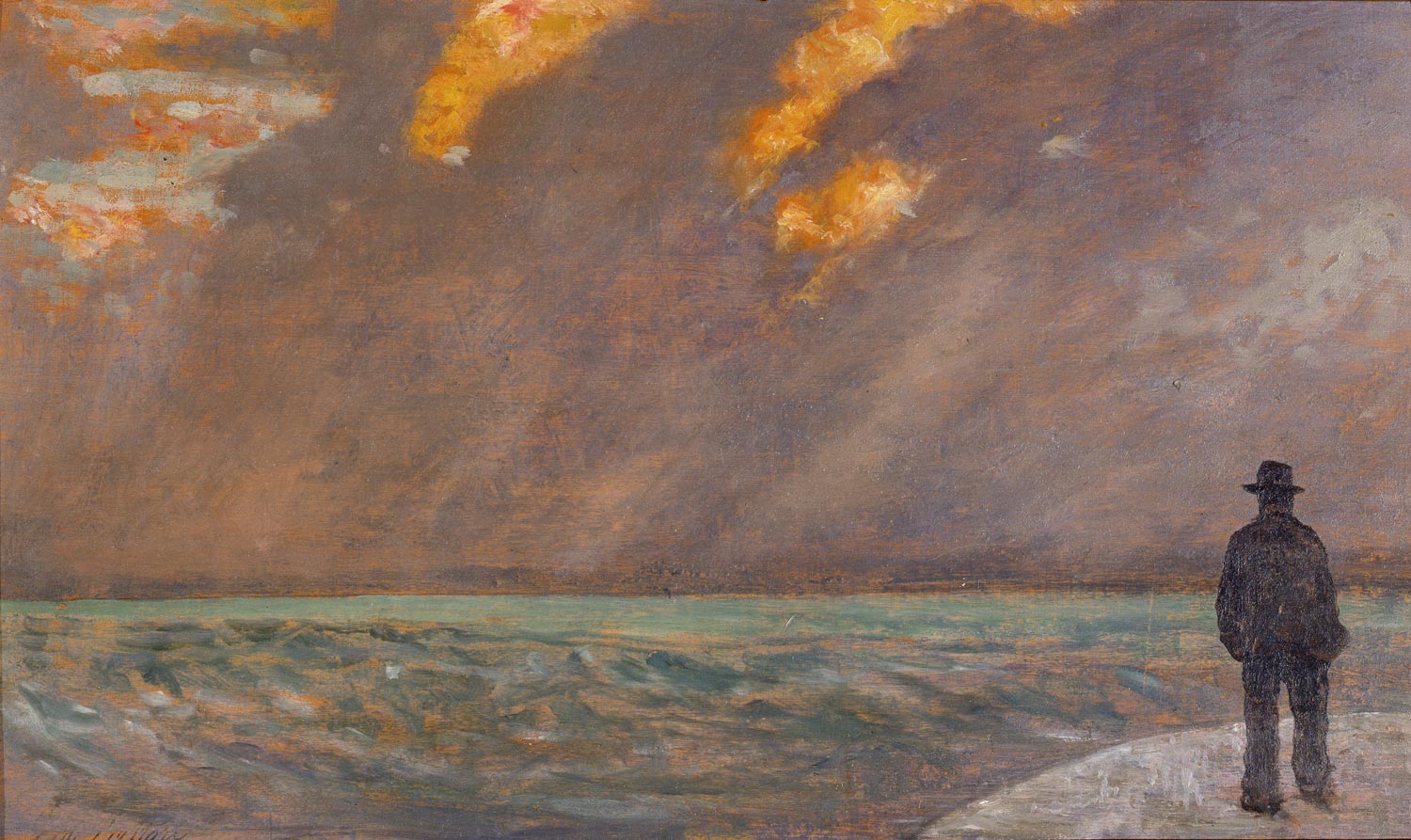 Giovanni Fattori, Tramonto sul mare (1894-1890 circa; olio su tavola, 19,1 x 32,2 cm; Firenze, Galleria d’Arte Moderna di Palazzo Pitti)