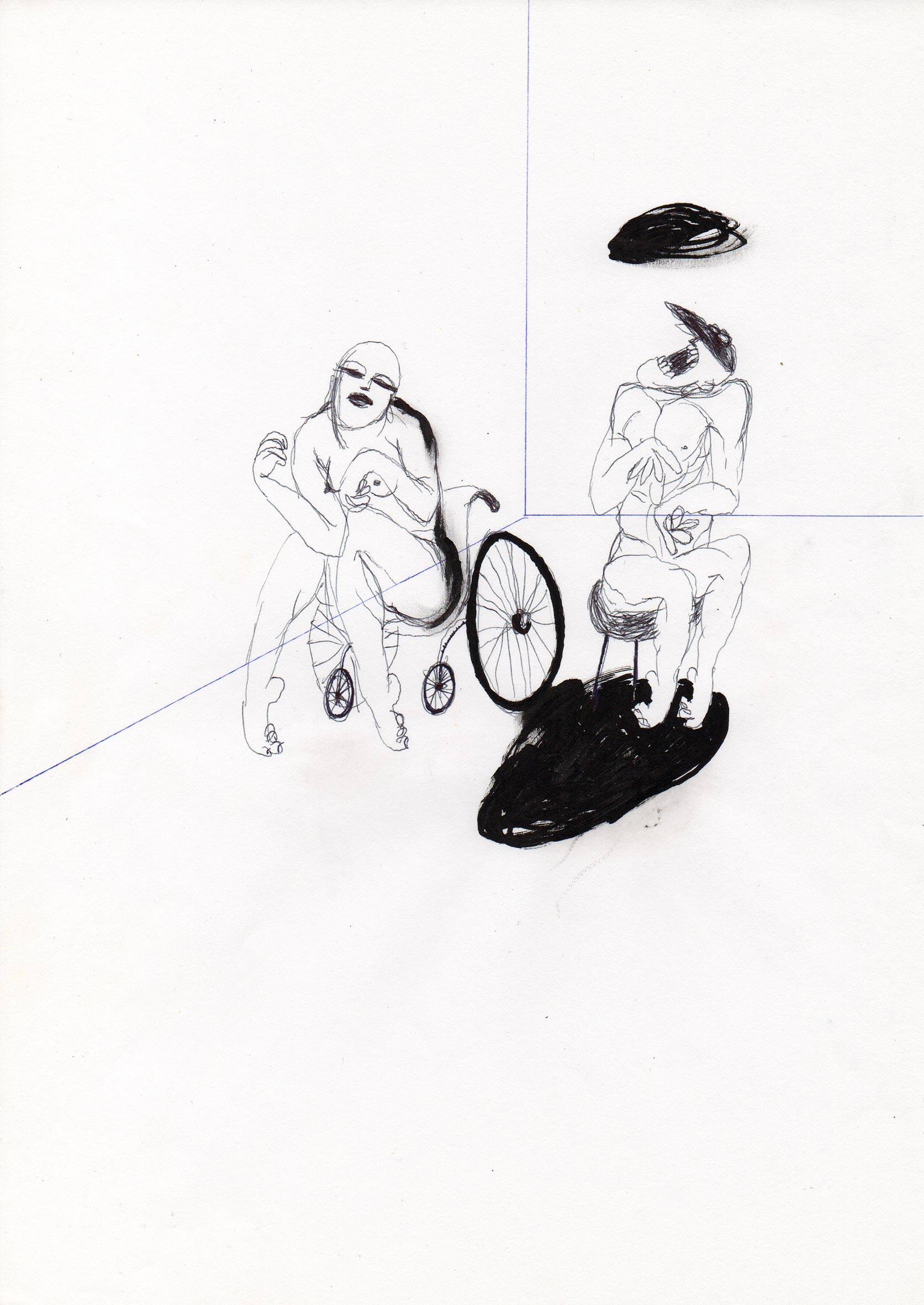 Riccardo Gemma, Due figure (2006; penna biro e tempera, 29,7 x 21 cm)