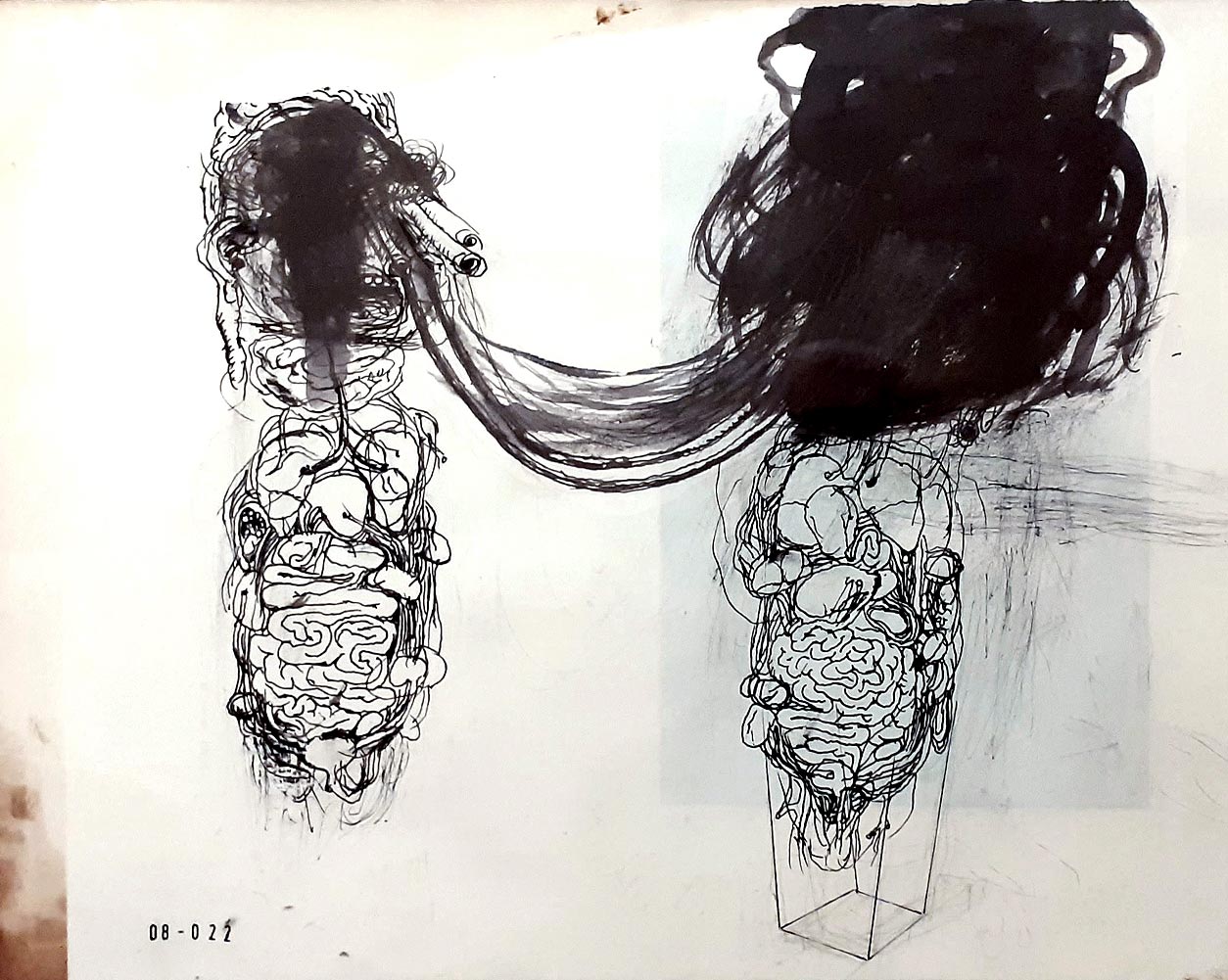 Riccardo Gemma, Esercizi spirituali (2022; penna biro e inchiostro, 22 x 16 cm)