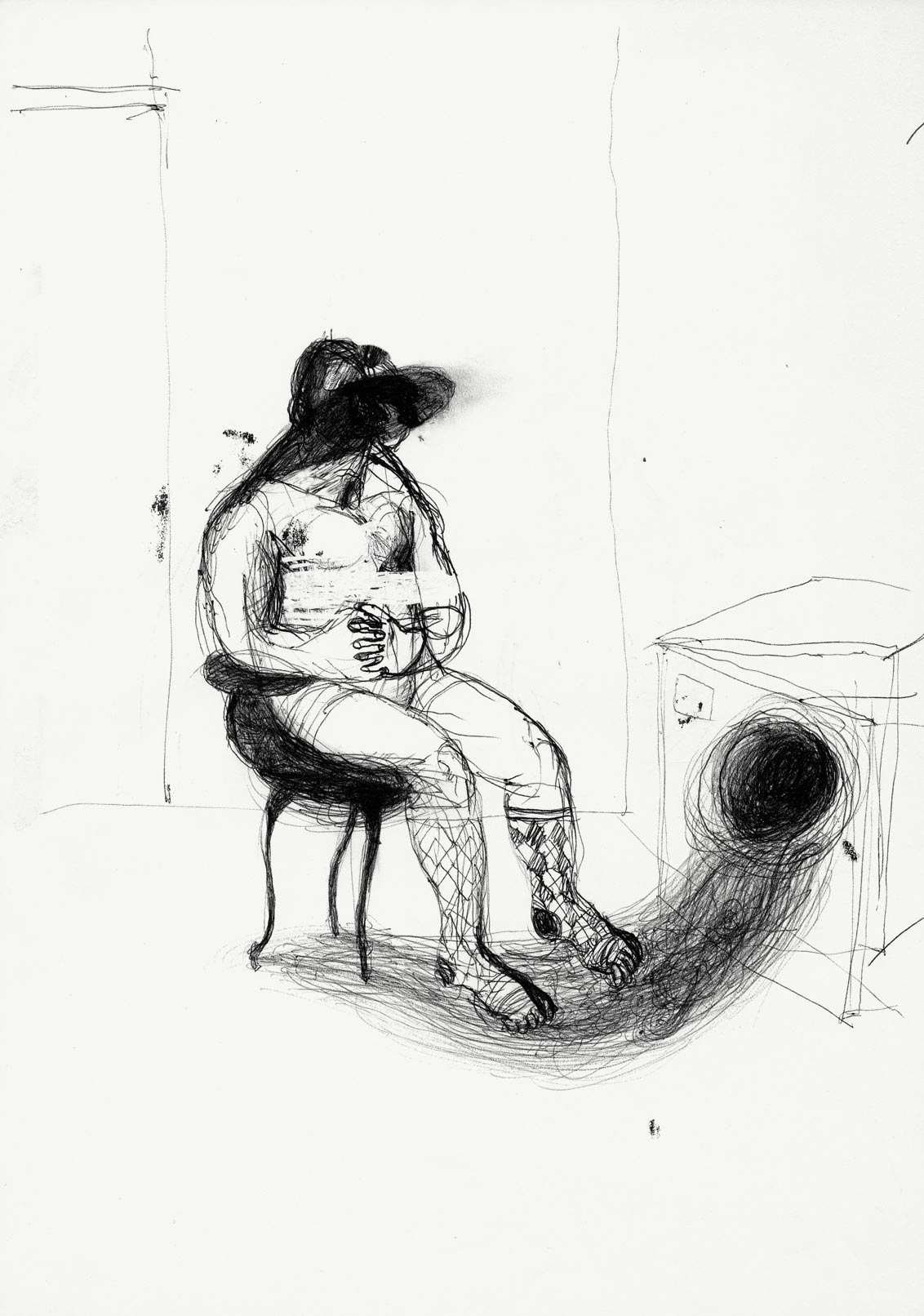 Riccardo Gemma, Figura (2013; penna biro, 29,7 x 21 cm)