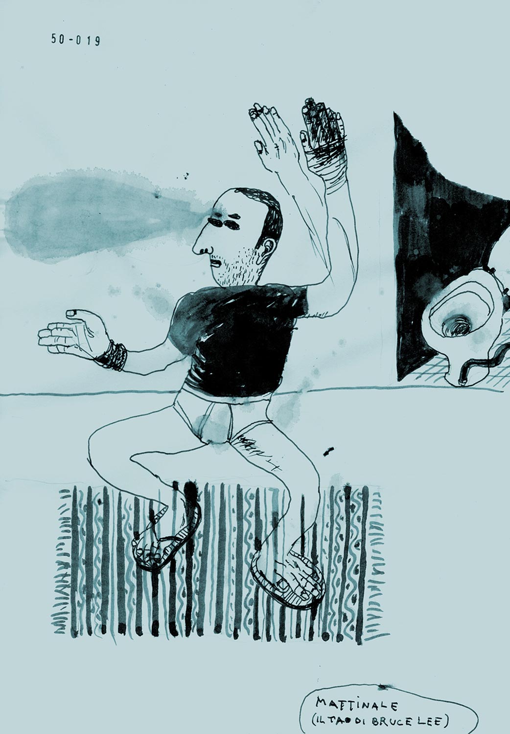 Riccardo Gemma, Mattinale (Il tao di Bruce Lee) (2019; inchiostro, 29,7 x 21 cm)