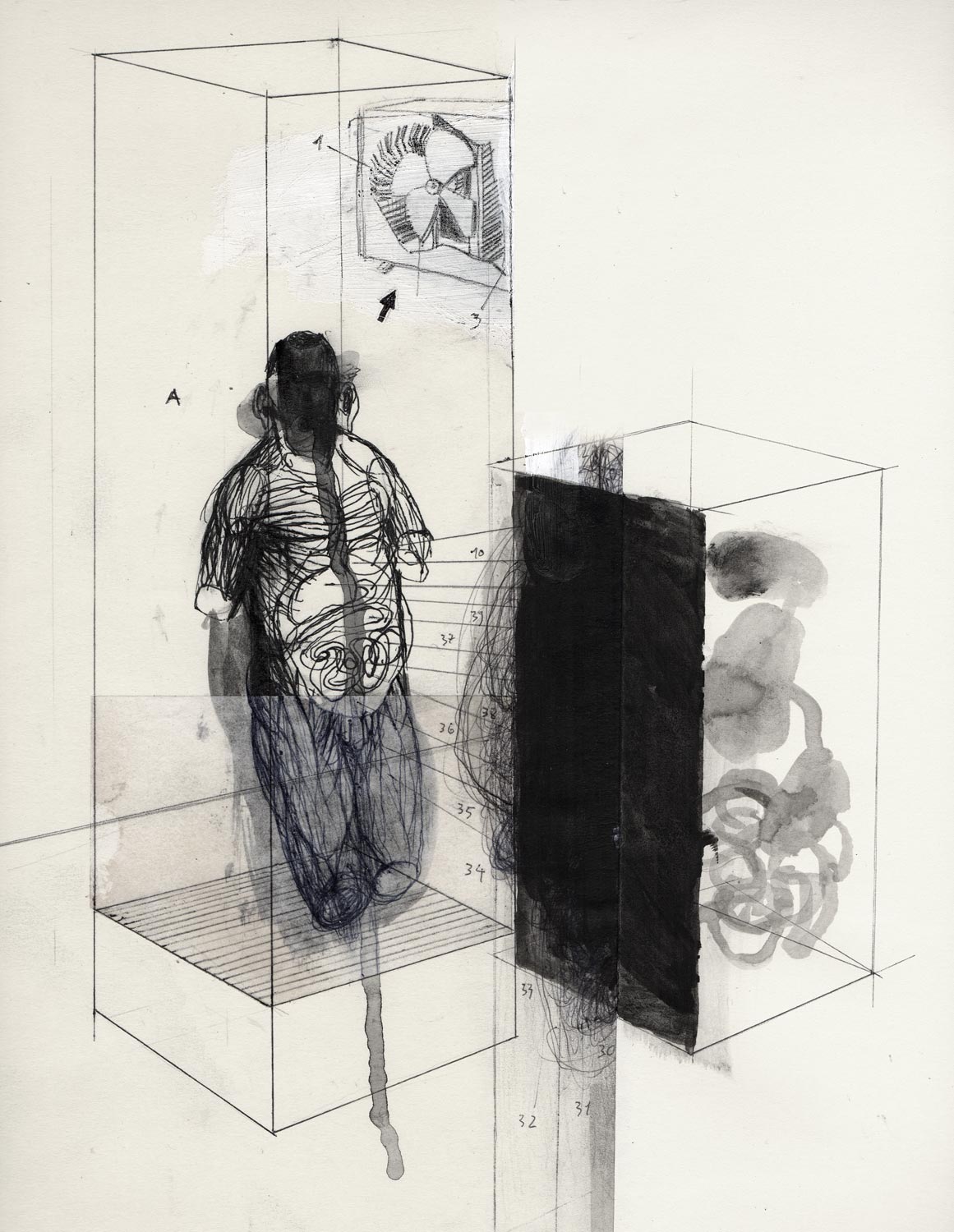 Riccardo Gemma, Schema (2015; penna biro e inchiostro, 30 x 23 cm)