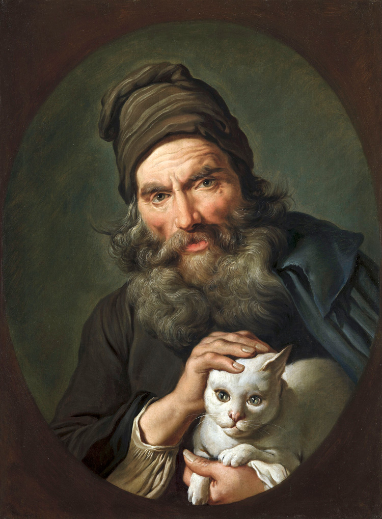 Giacomo Ceruti, Vecchio con gatto (1740-1745 circa; olio su tela, 74 × 57 cm; Collezione privata)