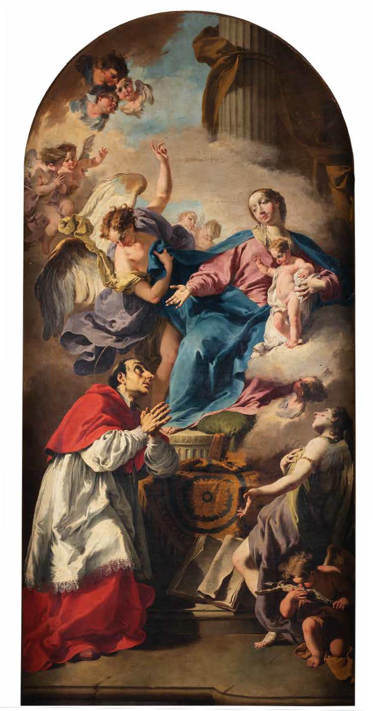 Giovanni Battista Pittoni, Madonna col Bambino e san Carlo Borromeo (1738 circa; olio su tela, 368 × 177 cm; Brescia, chiesa di Santa Maria della Pace)