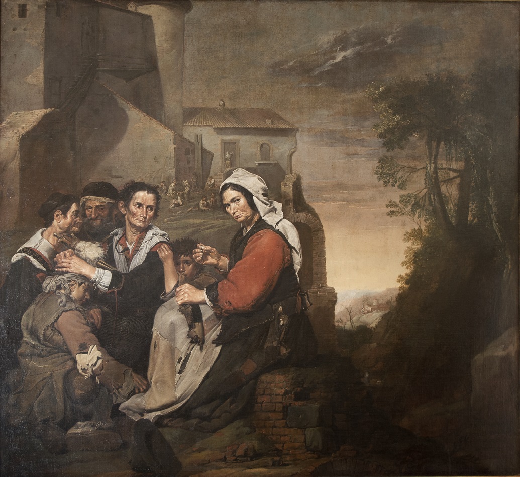 Anonimo attivo tra Lombardia e Veneto, Popolani all’aperto (1690-1700 circa; olio su tela, 193 × 213 cm; Collezione privata)