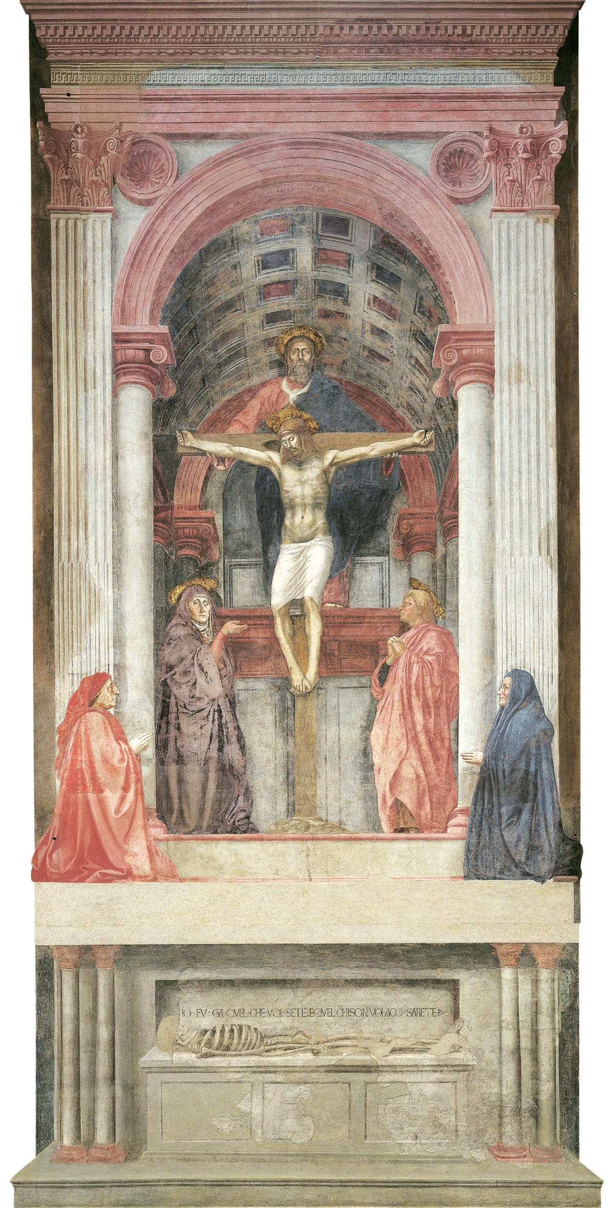 Masaccio, Trinity (1426-1427; fresco, 667 x 317 cm; Florence, Santa Maria Novella)