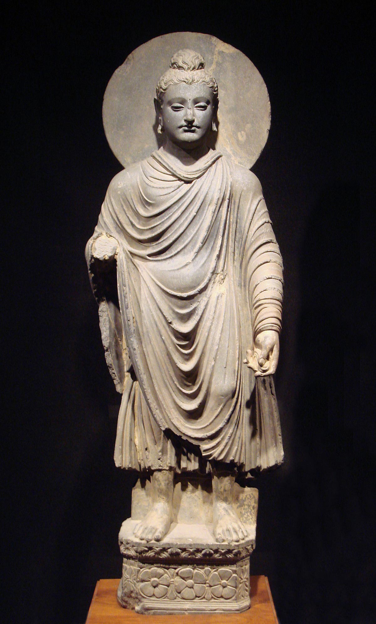 Greco-Buddhist art, Standing Buddha (1st-2nd century CE; stone, height 111.2 cm; Tokyo, National Museum)