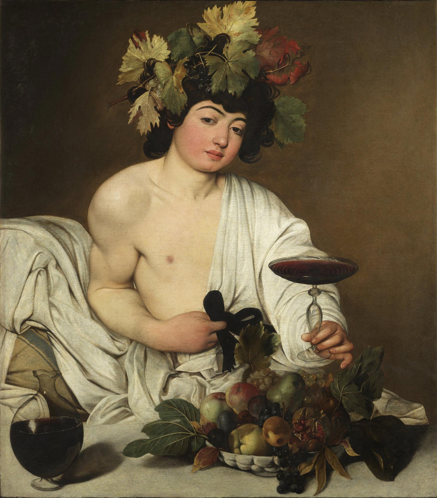 Caravaggio, Bacchus (c. 1598; oil on canvas, 95 x 85 cm; Florence, Uffizi Galleries)