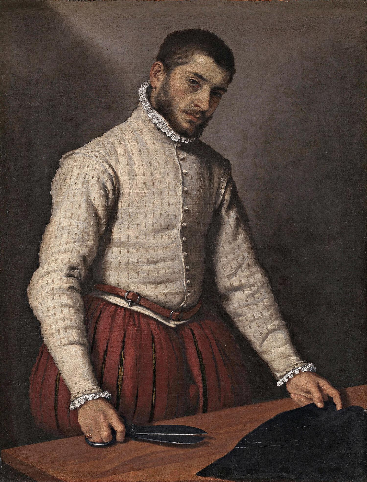 Giovanni Battista Moroni, The Cutter (1565-1570; oil on canvas, 99.5 x 77 cm; London, National Gallery)