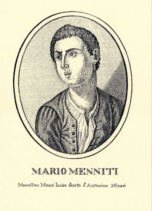 Marcellino Minasi, Portrait of Mario Minniti, published in Giuseppe Grosso Cacopardo, Memorie de' pittori messinesi e degli esteri che in Messina fiorirono dal secolo XII sino al secolo XIX (1821)