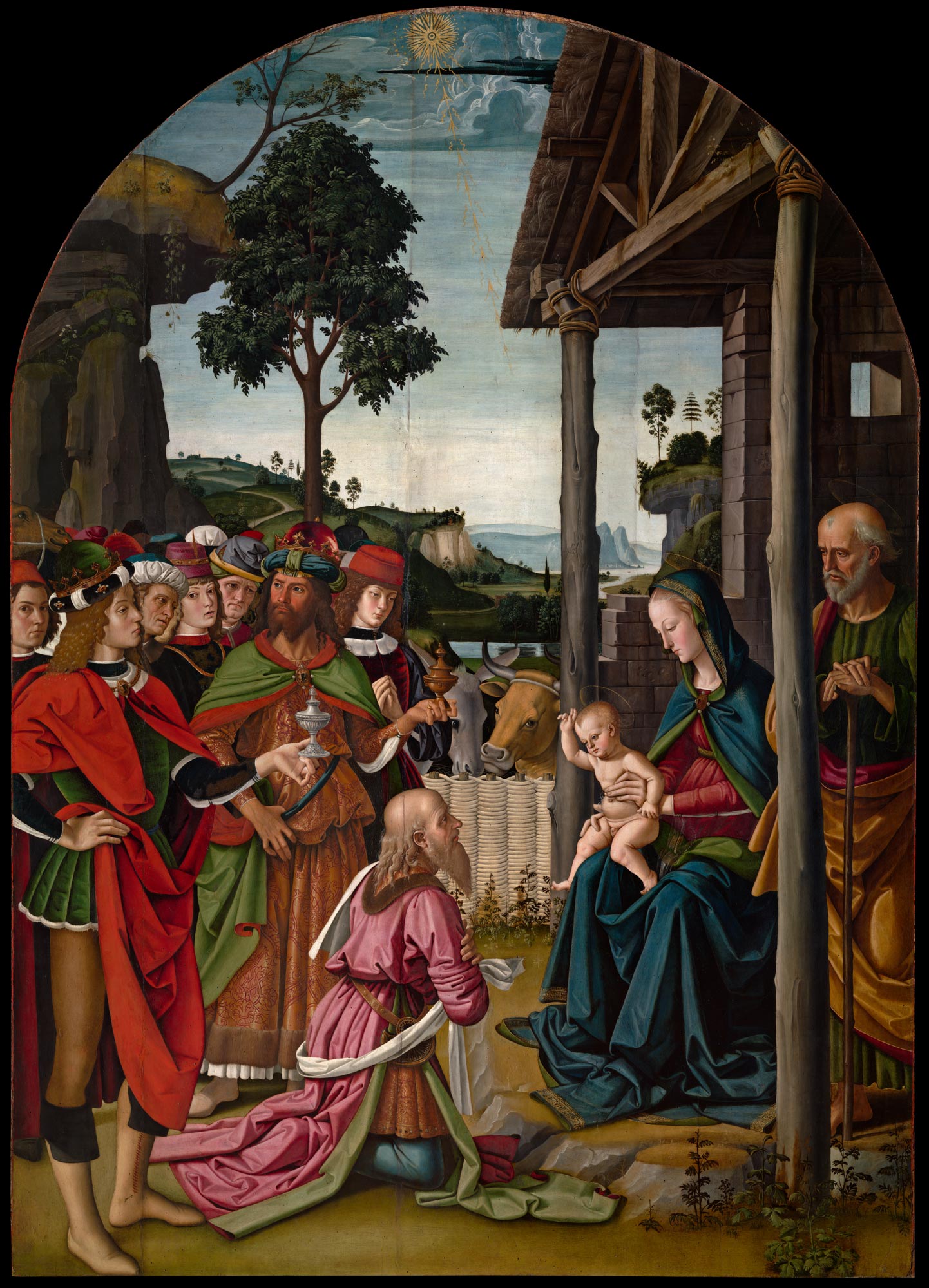 Perugino, Adoration of the Magi (1570s; oil on panel, 241 x 180 cm; Perugia, National Gallery of Umbria)