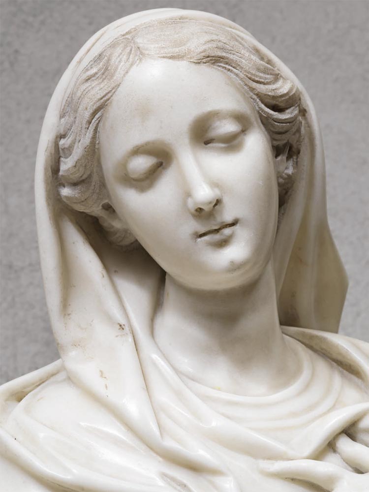 Francesco Maria Schiaffino, Immacolata Concezione, dettaglio (1753-1756; marmo statuario di Carrara; Genova, già palazzo Lomellini Ponzone)
 Francesco Maria Schiaffino, Immacolata Concezione, dettaglio (1753-1756; marmo statuario di Carrara; Genova, già palazzo Lomellini Ponzone)
