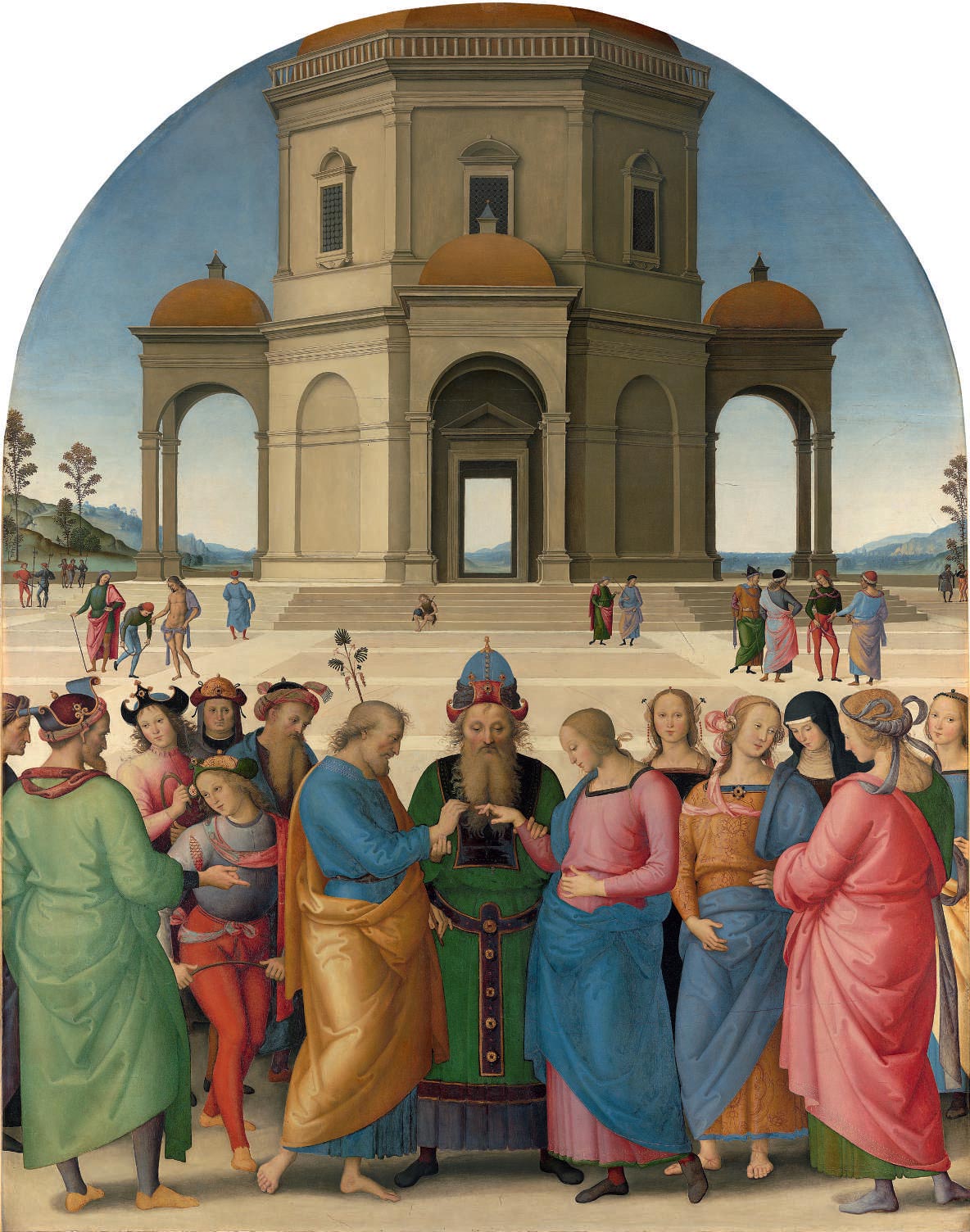Perugino, Marriage of the Virgin (1501-1504; oil on panel, 234 x 185 cm; Caen, Musée des Beaux-Arts, inv. 28)