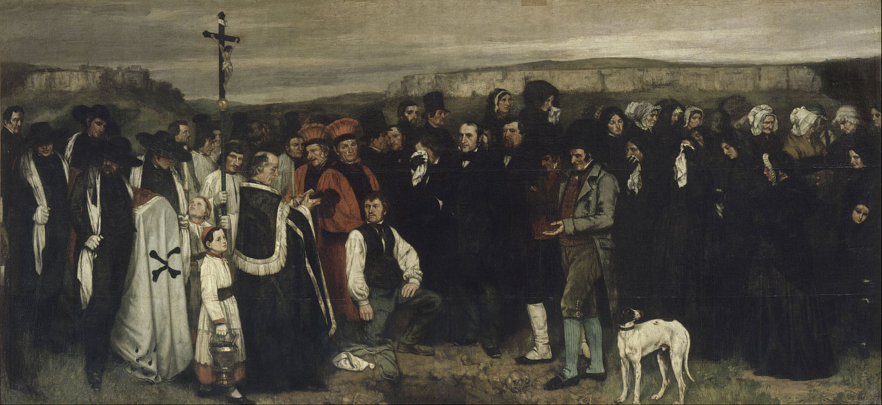 Gustave Courbet, Un enterrement à Ornans (1849-1850; olio su tela, 315,45 x 668 cm; Parigi, Musée d’Orsay)