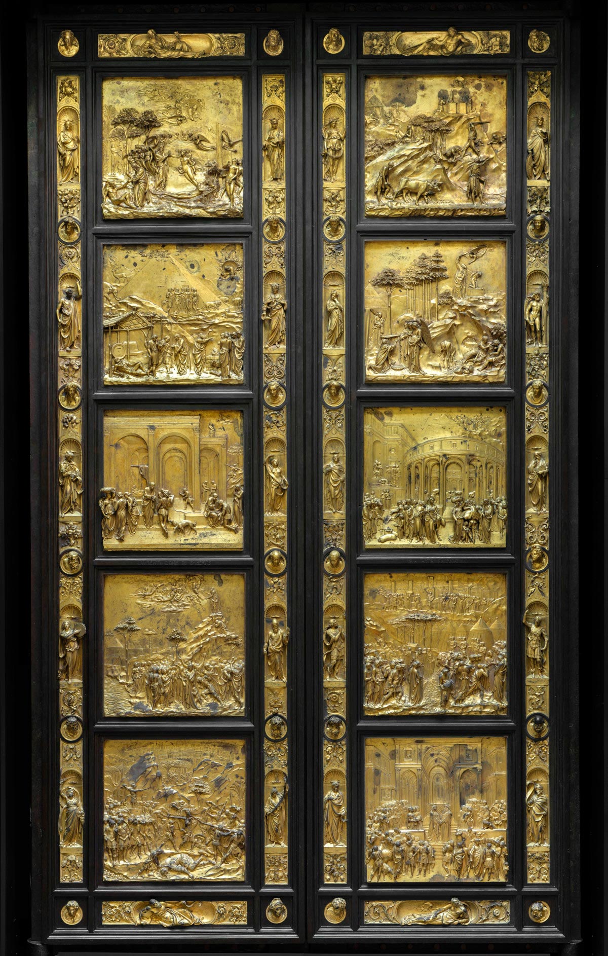 Lorenzo Ghiberti, Porta del Paradiso (1425-1452; bronzo dorato, 520 x 310 cm; Firenze, Museo del Duomo)