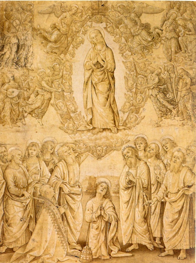 Cerchia del Pinturicchio, L'Assunzione del Perugino nella Cappella Sistina (XV secolo; disegno; Vienna, Albertina)