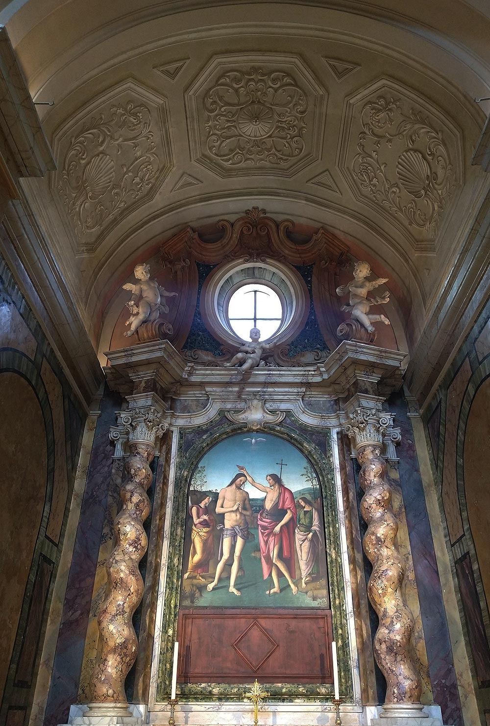 The work inside the Cathedral of Città della Pieve.