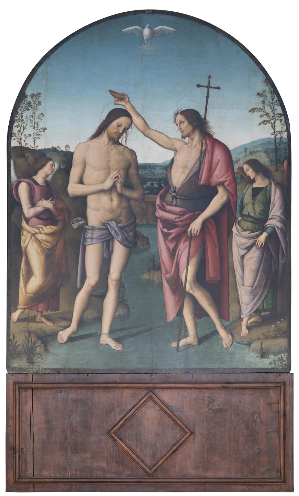 Perugino, Baptism of Christ (1495-1510; oil on panel, 160 x 210 cm; Città della Pieve, Cathedral of Saints Gervasius and Protasius)