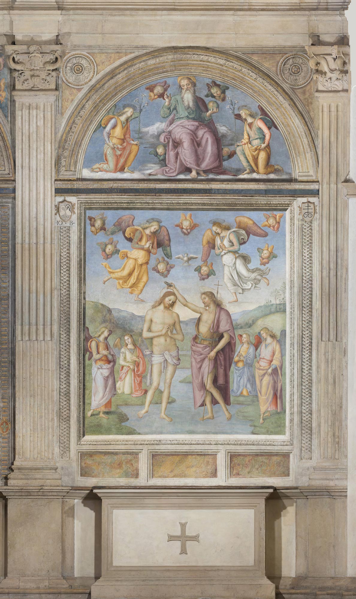 Perugino, Baptism of Christ (1508-1513; fresco, 445 x 228 cm; Foligno, Oratorio della Nunziatella)