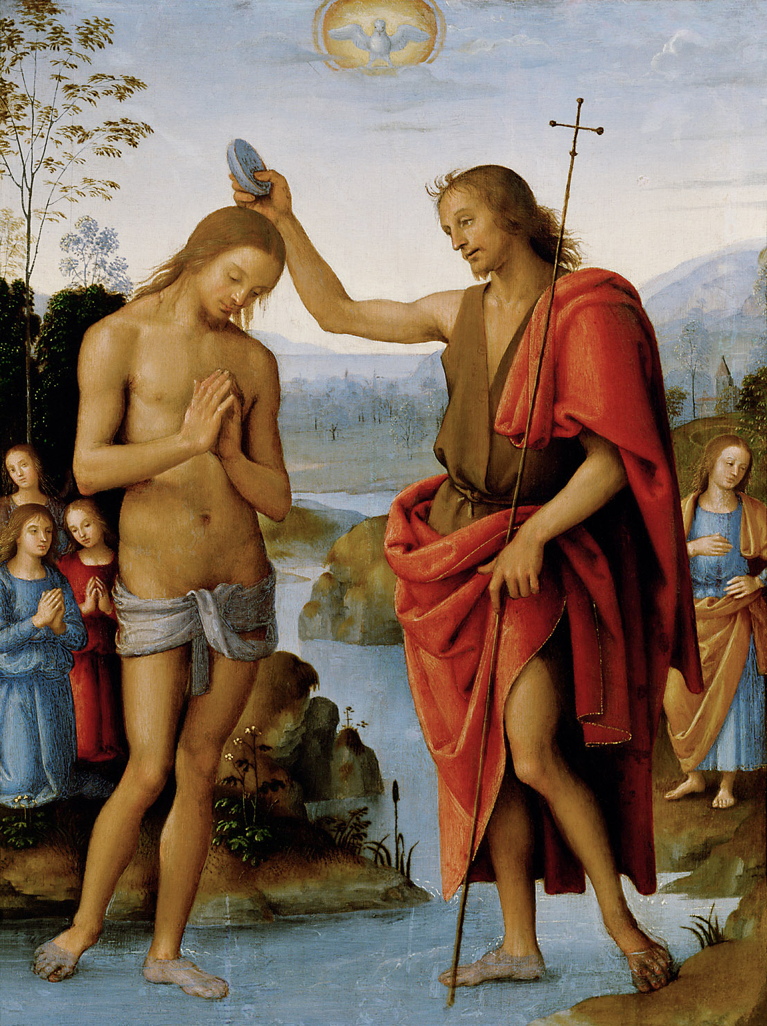 Perugino, Baptism of Christ (1498-1500; panel, 30 x 23 cm; Vienna, Kunsthistorisches Museum)