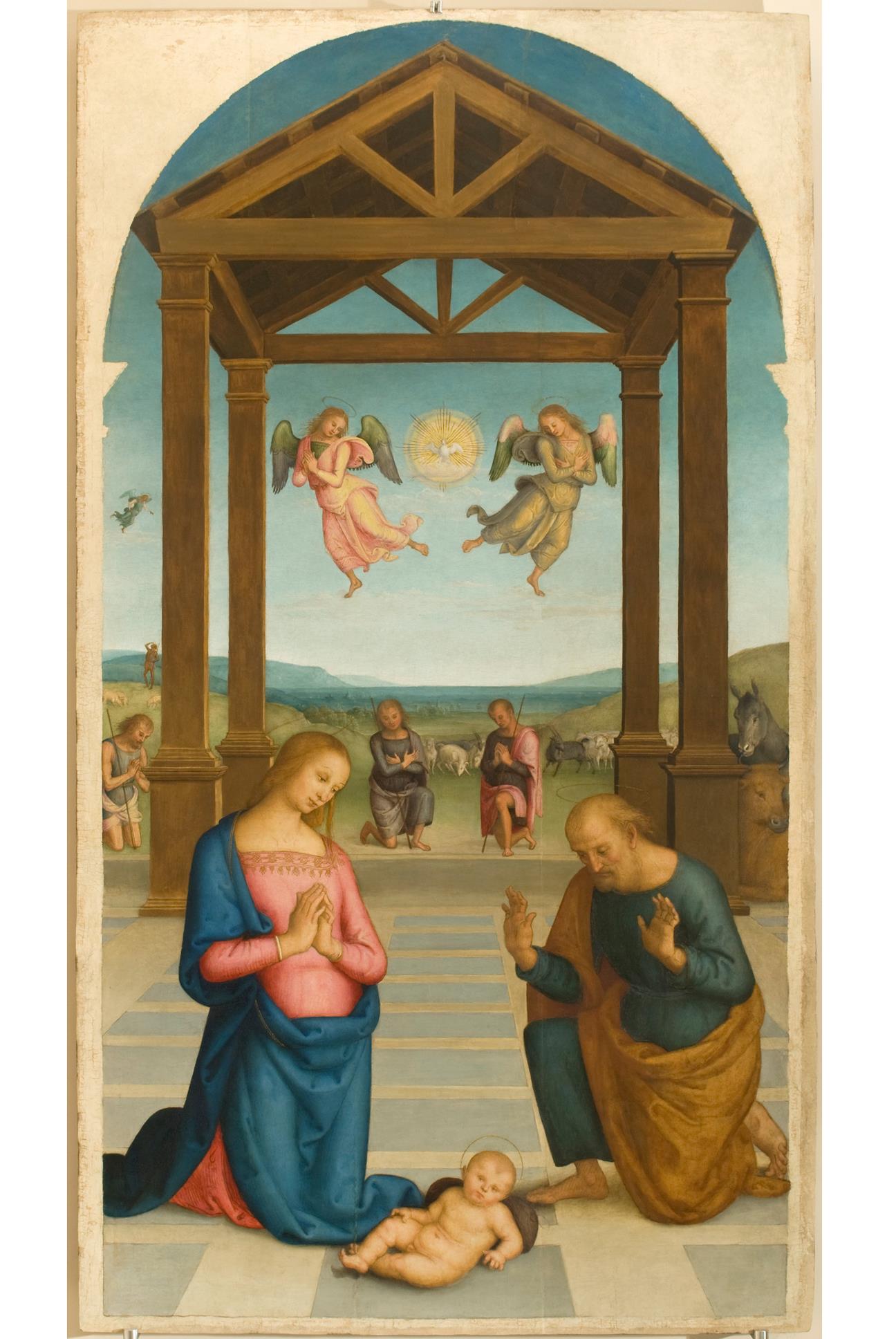 Perugino, Adoration of the Shepherds (1513-1523; panel, 263 x 147 cm; Perugia, Galleria Nazionale dell'Umbria)