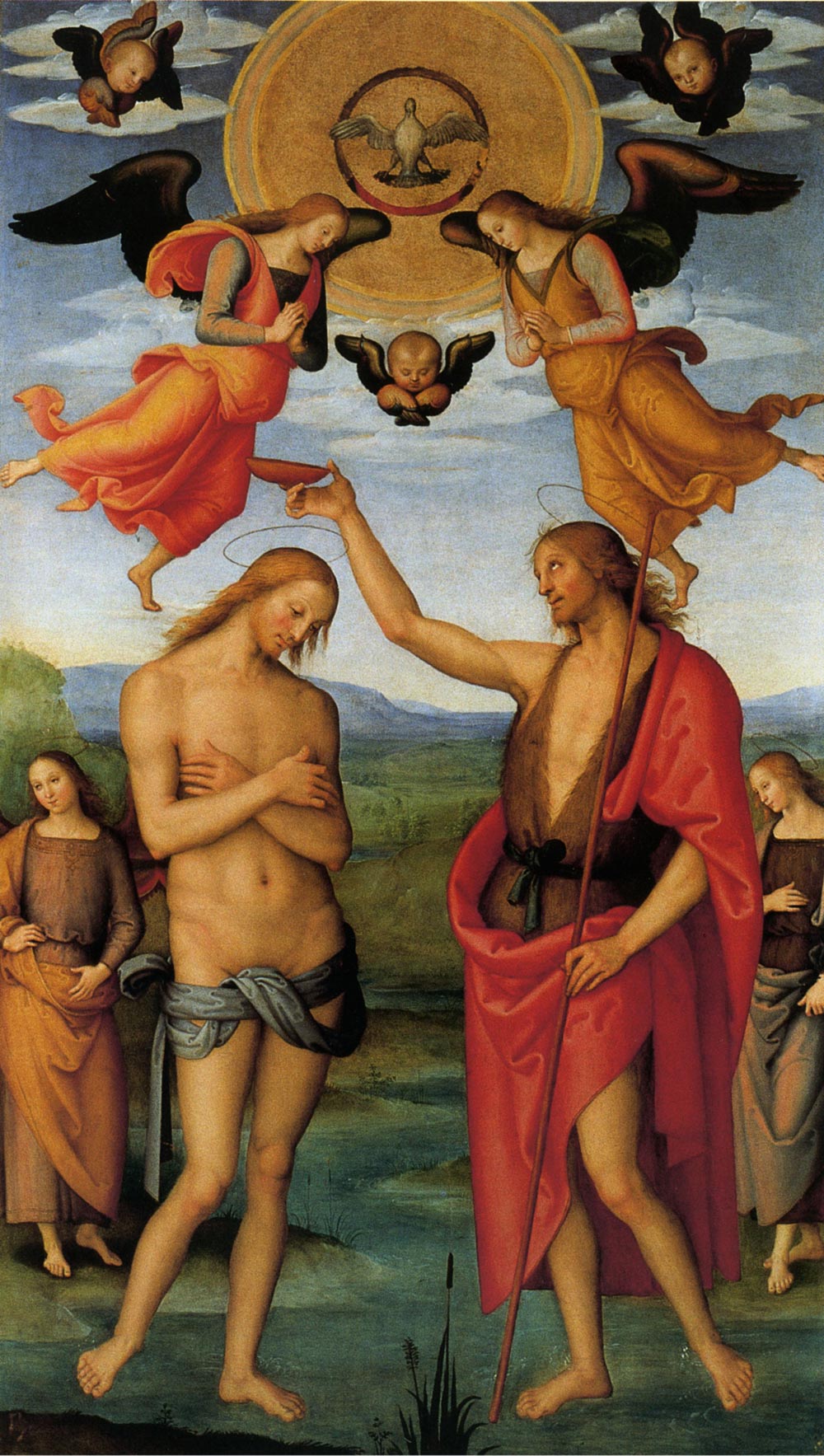 Perugino, Baptism of Christ (c. 1502-1512; panel, 261 x 146 cm; Perugia, National Gallery of Umbria)