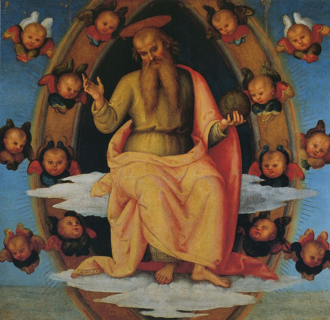 Perugino, Eterno benedicente (1513-1523; panel, 145 x 140 cm; Perugia, Galleria Nazionale dell'Umbria)
