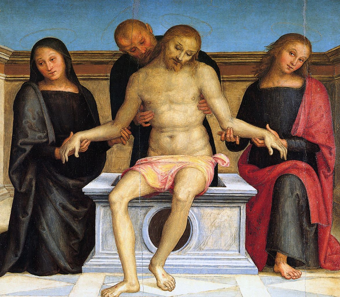 Perugino, Pieta (1513-1523; panel, 144 x 152 cm; Perugia, National Gallery of Umbria)