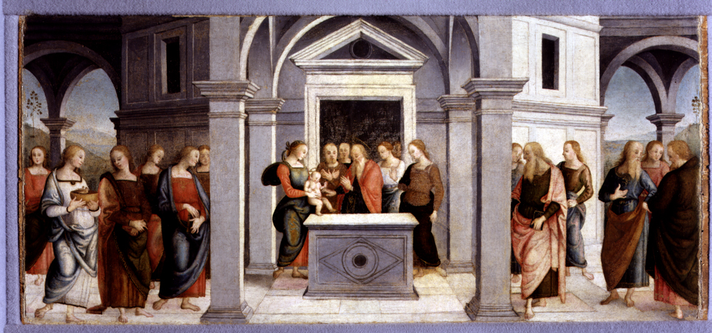 Perugino, Presentation of Jesus at the Temple (c. 1502-1512; panel, 39.5 x 83.5 cm; Perugia, Galleria Nazionale dell'Umbria)
