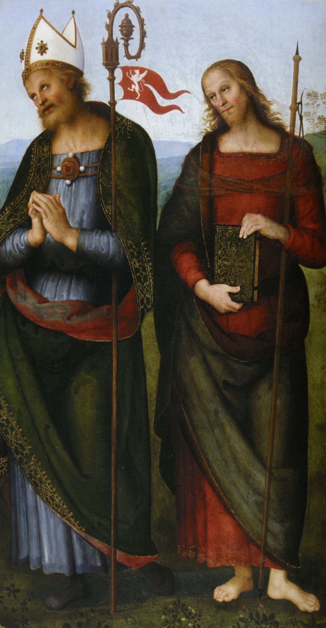 Perugino, Saints Herculaneum and James the Greater (c. 1502-1512; panel, 173 x 91 cm; Lyon, Musée des Beaux-Arts)