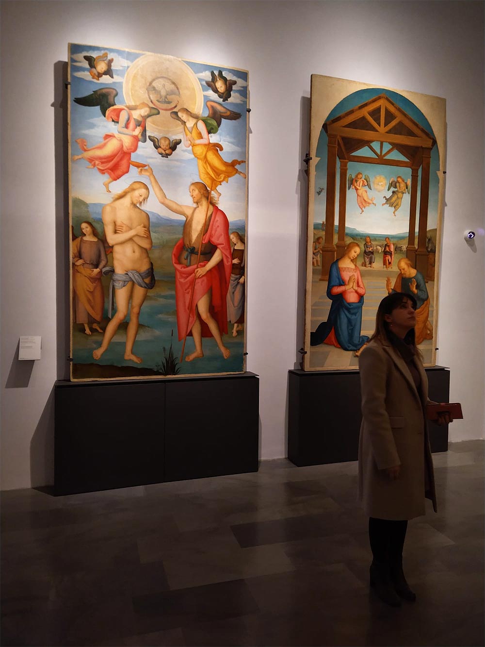 The two central panels of Perugino's polyptych of St. Augustine on display at the National Gallery of Umbria