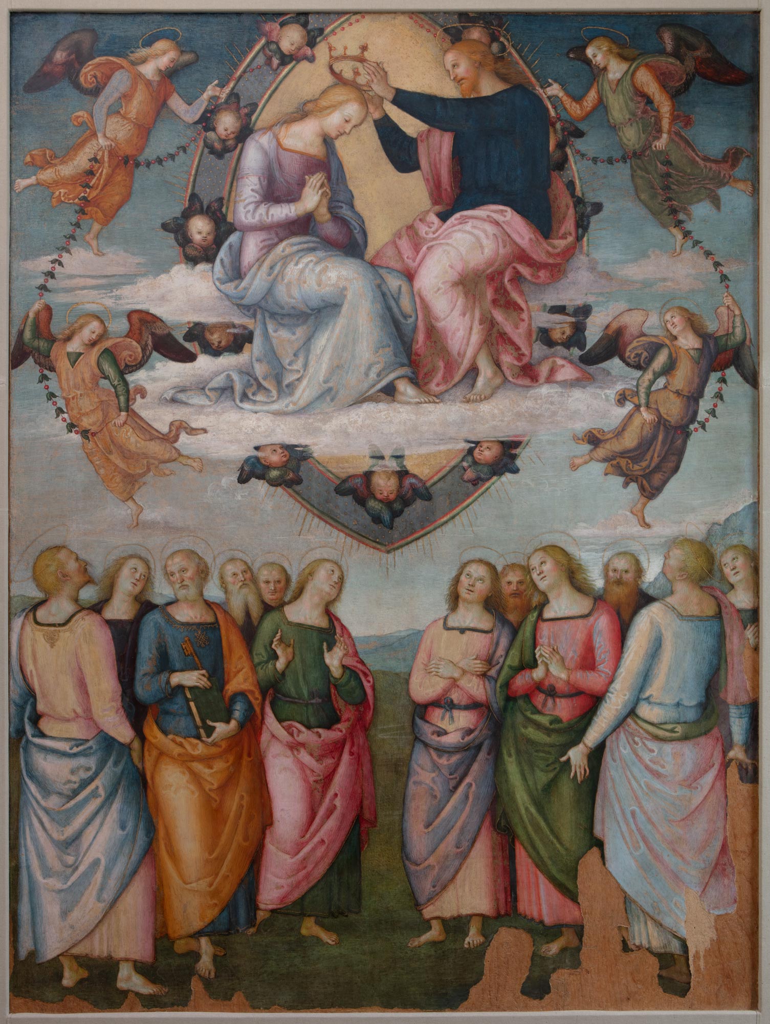 Perugino, Monteripido Altarpiece, verso, Coronation of the Virgin (1502-1504; tempera on panel, 240 x 180 cm; Perugia, National Gallery of Umbria)