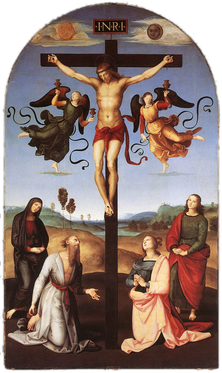 Raphael, Gavari Crucifixion (1502-1504; oil on panel, 279 x 166 cm; London, National Gallery)