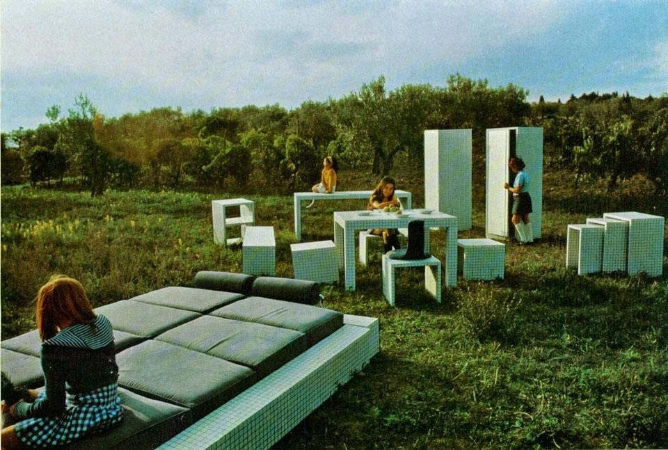 Furniture from the Measure series published in Domus of December 1972