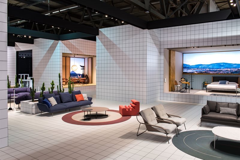 Zanotta's stand at Salone del Mobile 2022, a tribute to Quaderna's 50th anniversary