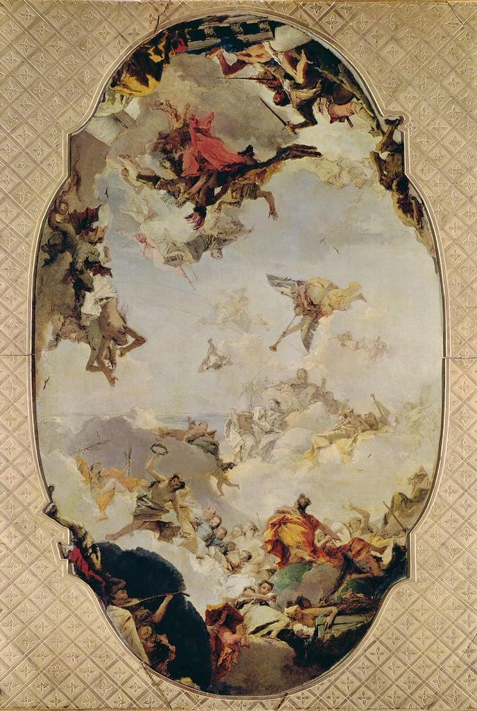 Giambattista Tiepolo, Apoteosi della famiglia Pisani, modello (1760; tela, 140 x 96 cm; Angers, Musée des Beaux-Arts)