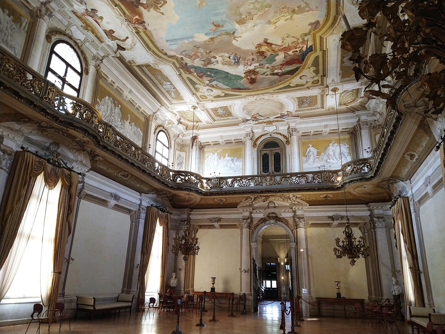 The ballroom of the Villa Pisani with the fresco by Tiepolo