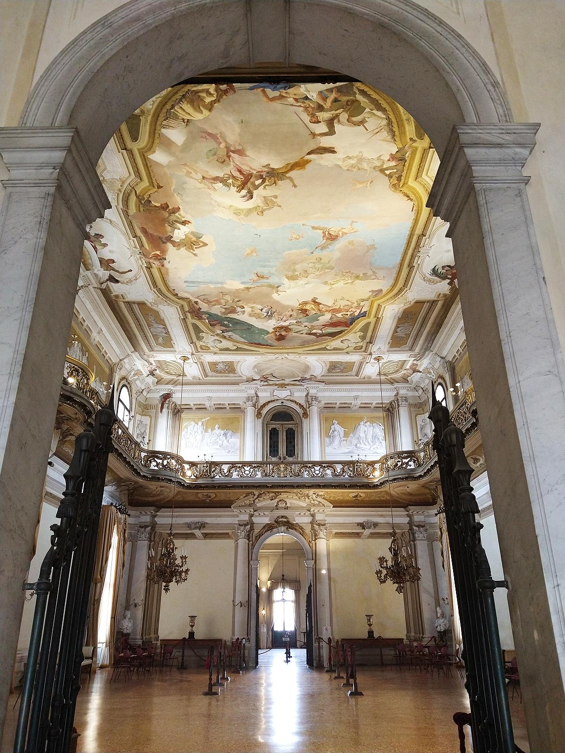 The ballroom of the Villa Pisani with the fresco by Tiepolo