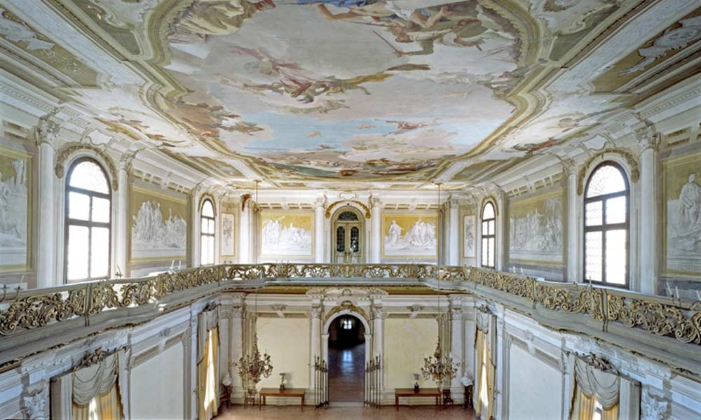 The ballroom of the Villa Pisani with the fresco by Tiepolo