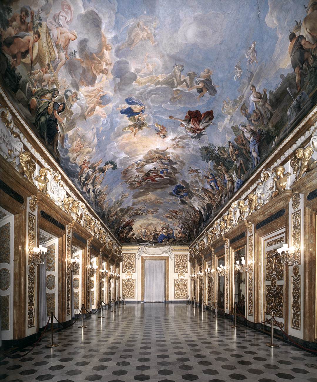 The Riccardiana Gallery with Luca Giordano's Apotheosis of the Medici (1683-1685) in the Medici Riccardi Palace, Florence