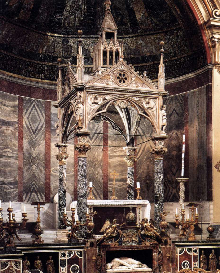 Arnolfo di Cambio, Cyborium (1293; marble; Rome, Santa Cecilia in Trastevere)