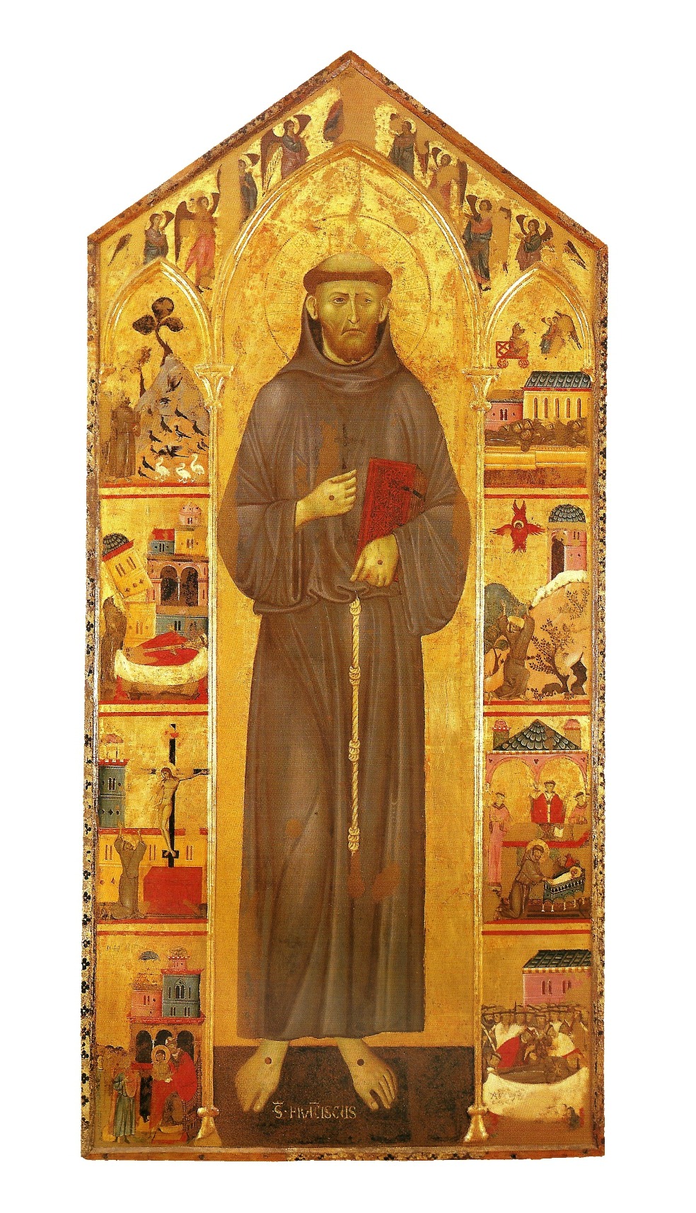 Guido di Graziano, Saint Francis and Stories from His Life (after 1270; tempera and gold on panel; Siena, Pinacoteca Nazionale)