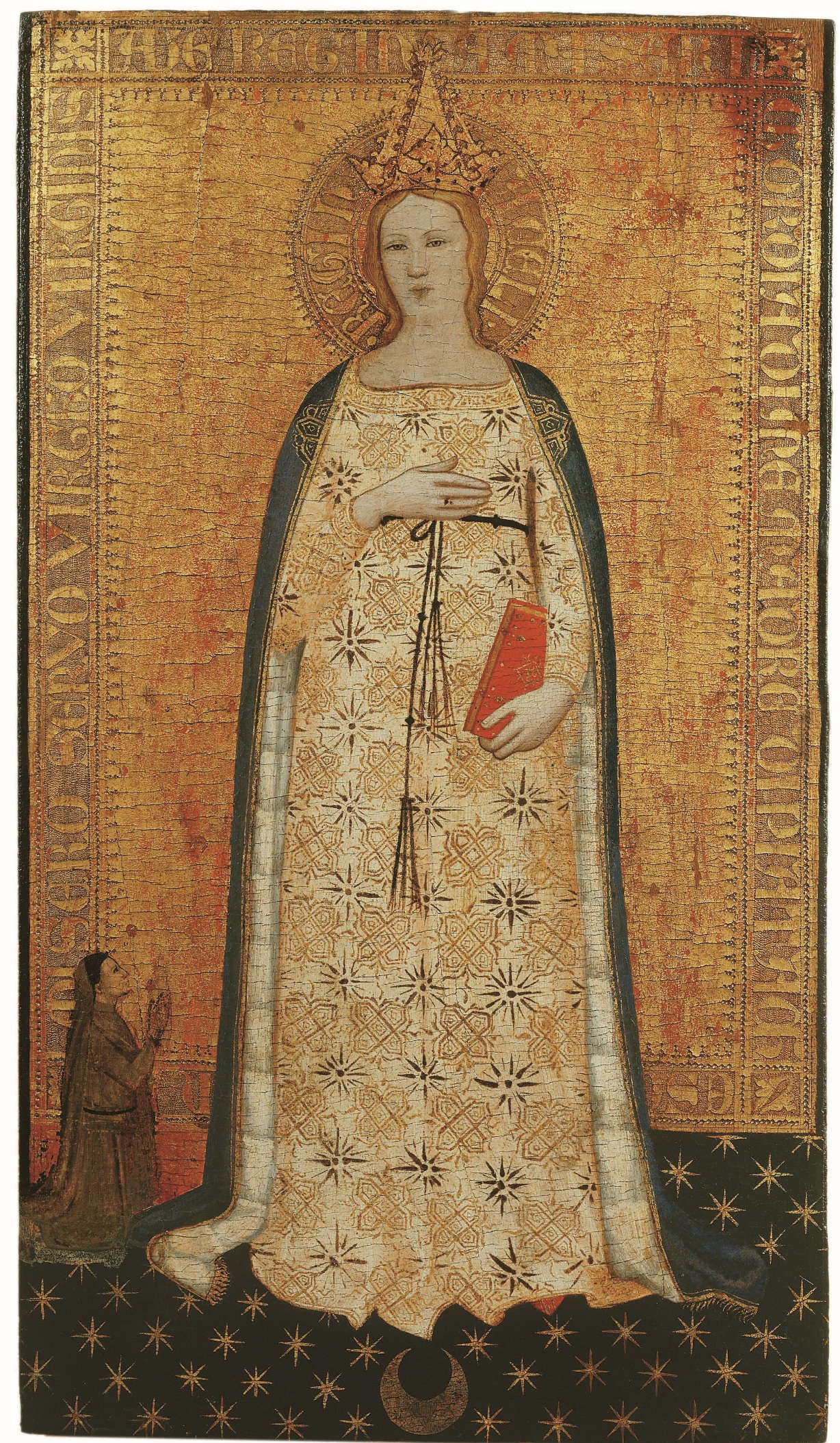 Nardo di Cione, Madonna del Parto e donatore (vers 1350 ; tempera sur panneau, 54 x 30 cm ; Fiesole, musée Bandini)
