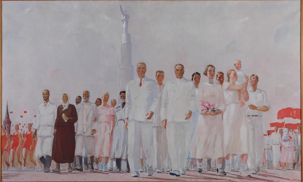 Aleksandr Deyneka, Stakhanovisti (1936; olio su tela, 126 x 200 cm; Perm', Galleria d'Arte Statale)
 Aleksandr Deyneka, Stakhanovisti (1936; olio su tela, 126 x 200 cm; Perm', Galleria d'Arte Statale)