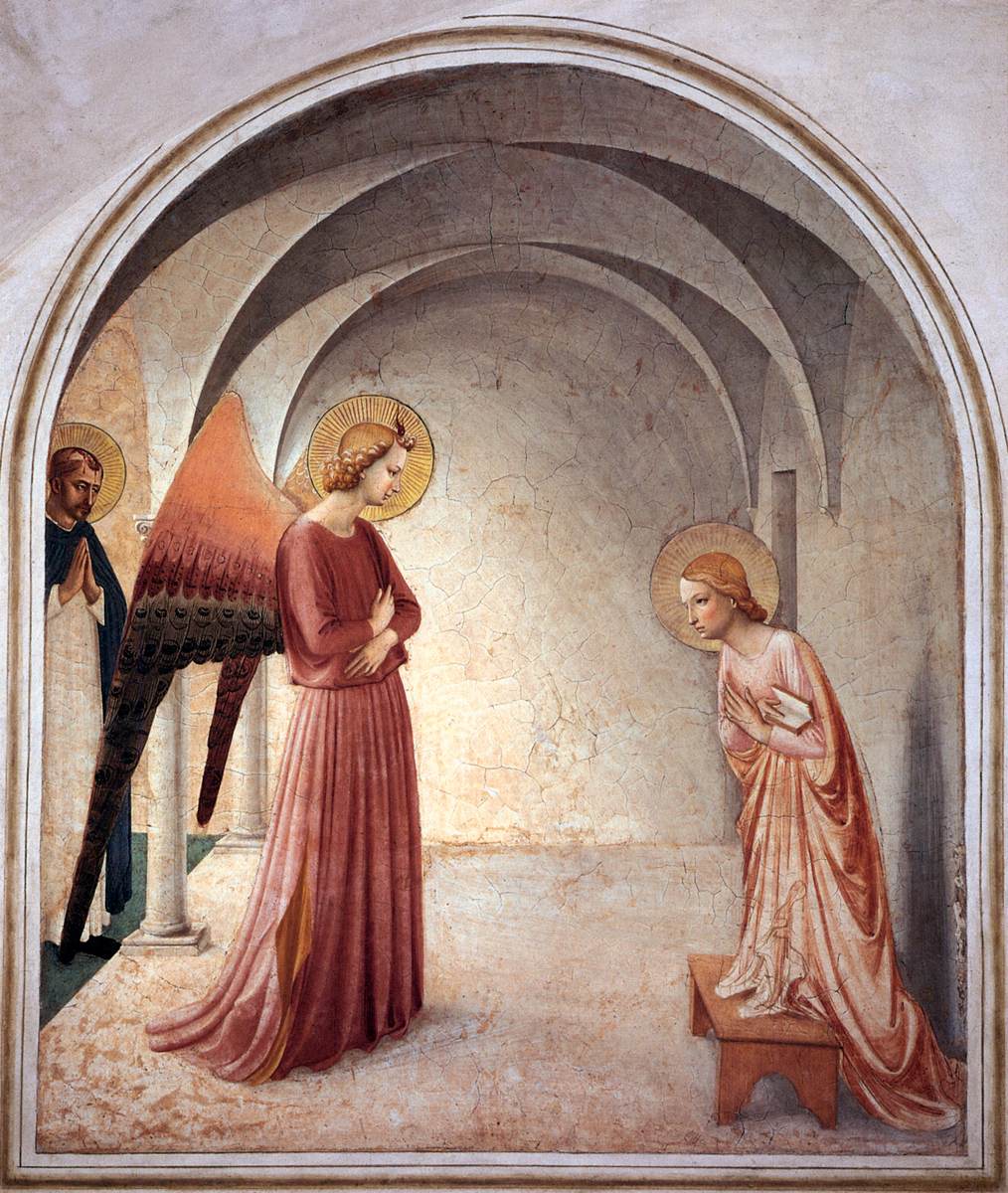 Beato Angelico, Annunciazione della cella 3 (1438-1440; affresco, 187 x 157 cm; Firenze, Museo Nazionale di San Marco)