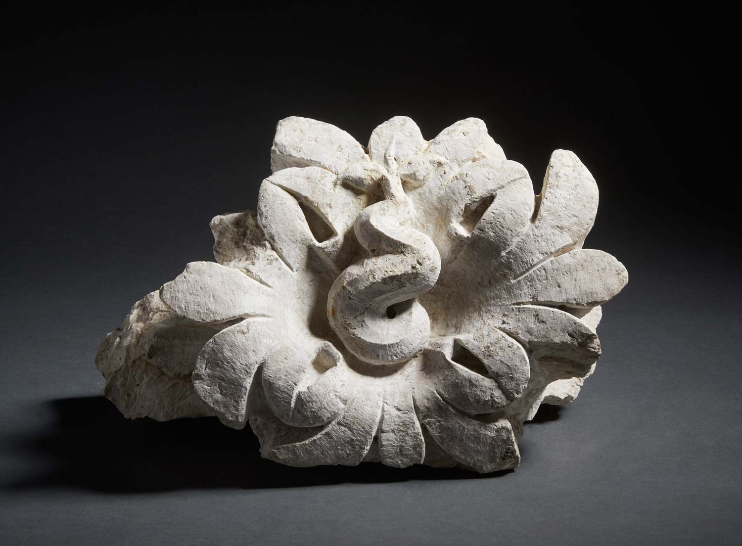 Fiore d’abaco di capitello con motivo serpentiforme, pietra di Botticino, seconda metà I secolo d.C, Archivio Fotografico Musei Brescia, Fotostudio Rapuzzi Fiore d’abaco di capitello con motivo serpentiforme, pietra di Botticino, seconda metà I secolo d.C, Archivio Fotografico Musei Brescia, Fotostudio Rapuzzi