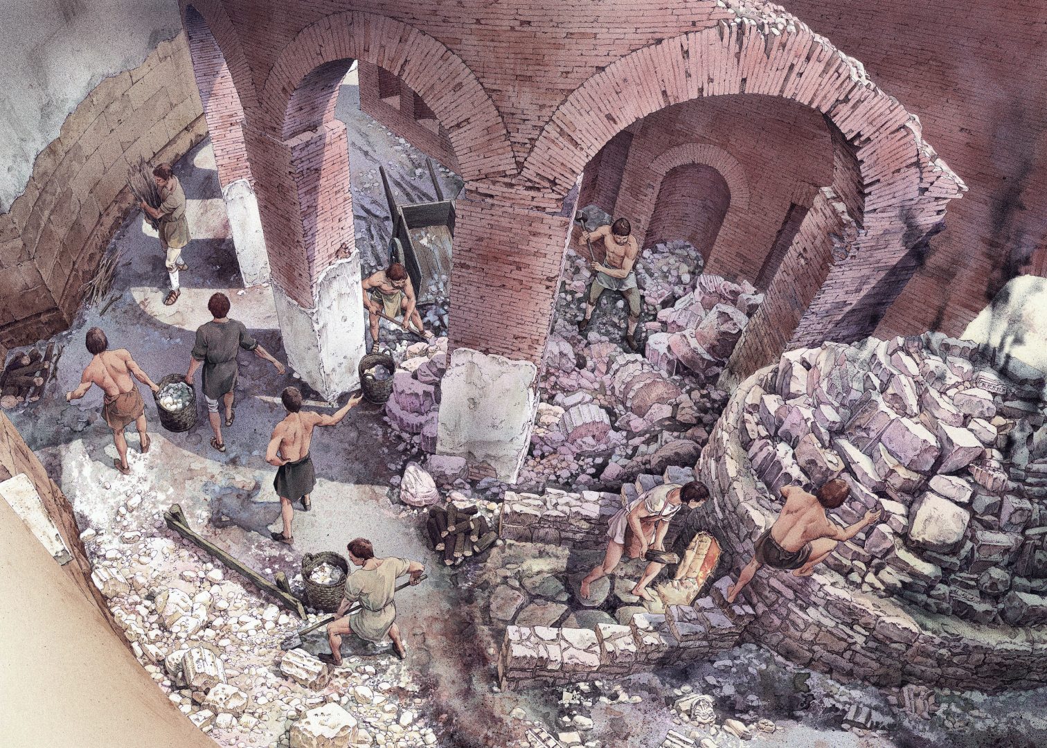 Ricostruzione della calcare nell'area dell'Esedra. Foto: Museo Nazionale Romano