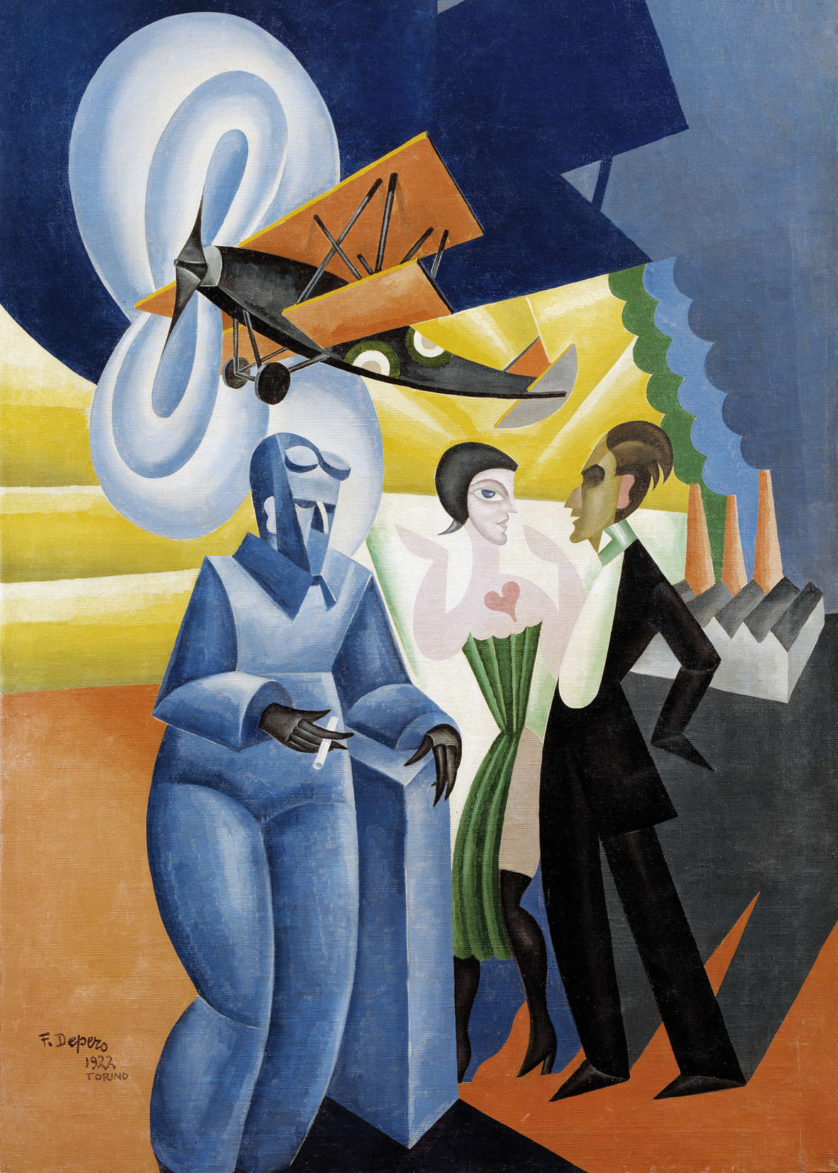 Fortunato Depero, Ritratto psicologico dell'aviatore Azari (1922; olio su tela, 137 x 93 cm)