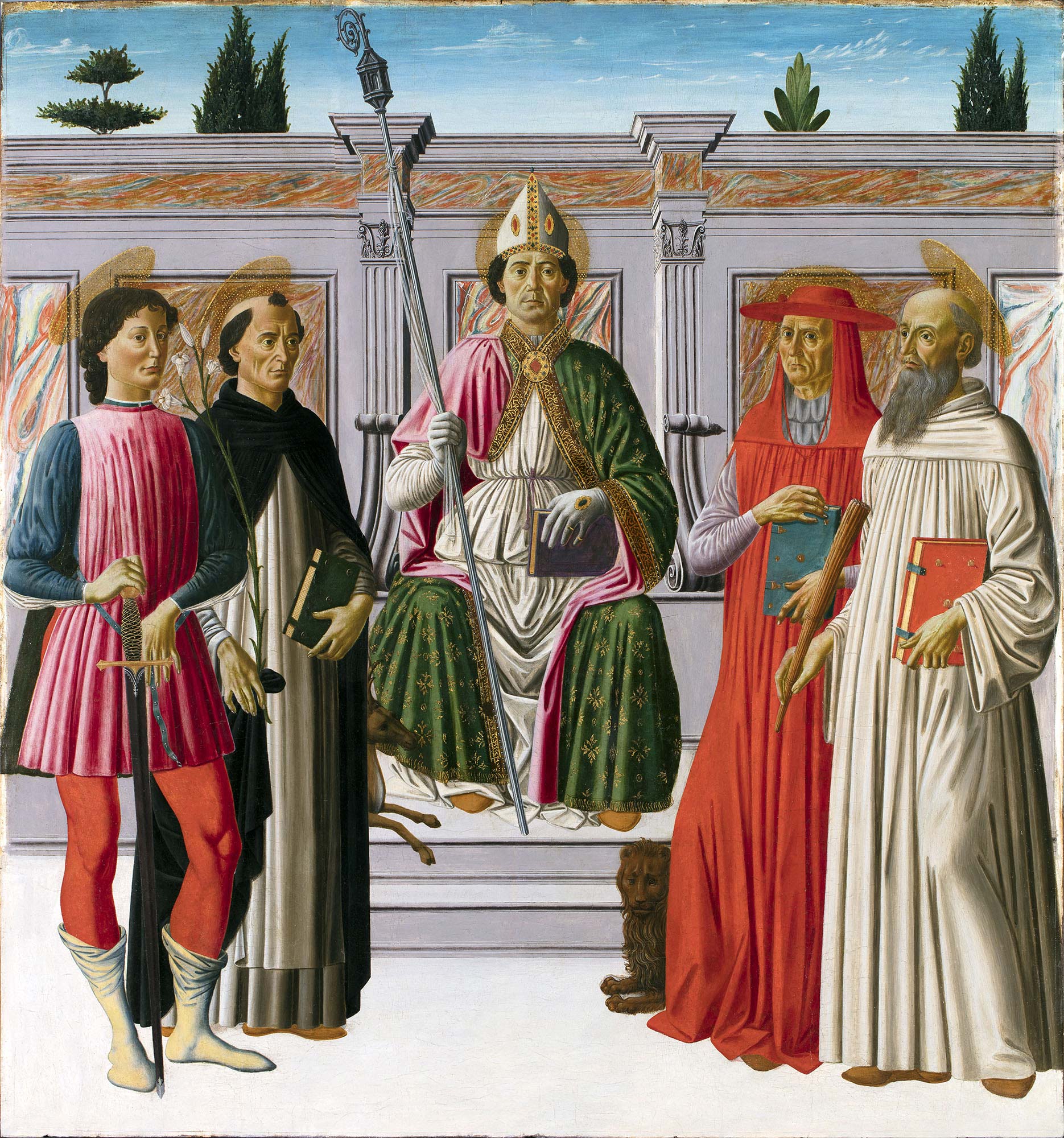 Francesco Botticini, Sant'Egidio in trono tra i santi Giuliano, Domenico, Girolamo e Benedetto (1468-1469 circa; tempera su tavola; Parigi, Galerie G. Sarti)
 Francesco Botticini, Sant'Egidio in trono tra i santi Giuliano, Domenico, Girolamo e Benedetto (1468-1469 circa; tempera su tavola; Parigi, Galerie G. Sarti)